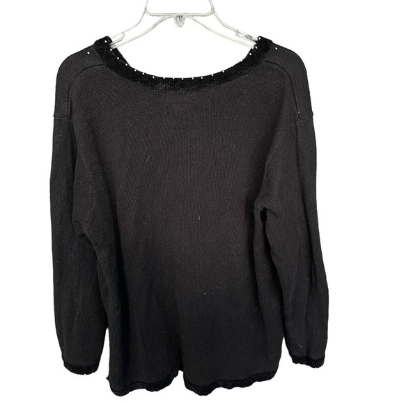 The Quacker Factory Sweater Womens Plus Size 1X Christmas Sequined Velour V-neck - Picture 2 of 11